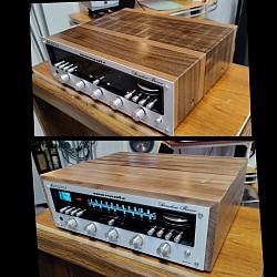 Marantz 2220B (top photo: factory metal cover / bottom: optional solid walnut cover)